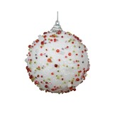 Gedecoreerde kerstbal ø8cm | foam | wit/rood