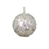 Gedecoreerde kerstbal ø8cm | foam | wolwit