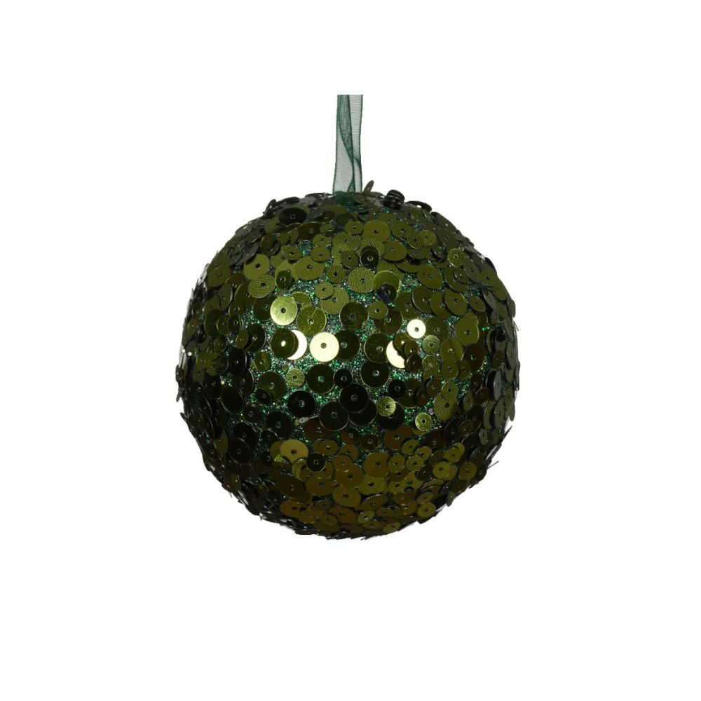 Gedecoreerde kerstbal ø8cm | foam | dennengroen