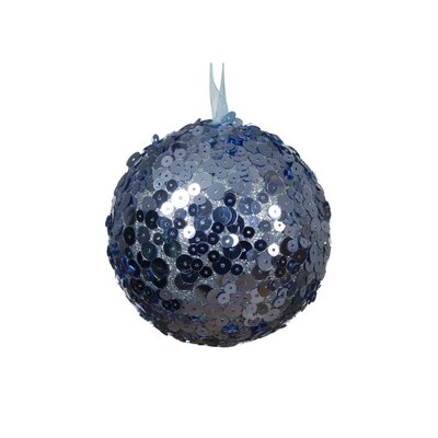 Gedecoreerde kerstbal ø8cm | foam | ijsblauw