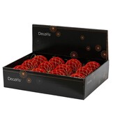 Kerstbal | plastic | op draad | kerstrood/goud | 8cm