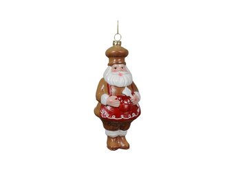 Kersthanger bakkende kerstman | bruin | kunststof/onbreekbaar | 7,5cm