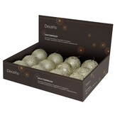 Gedecoreerde kerstbal ø10cm | foam | champagne met kralen en diamantjes