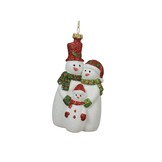 Kersthanger sneeuwpop familie | kunststof | wit | 9,5cm