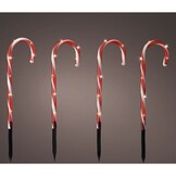 Zuurstok tuinsteker met LED lampjes set van 4 | geschikt voor buiten | incl. 8 functies | zwart | warm wit | 25cm