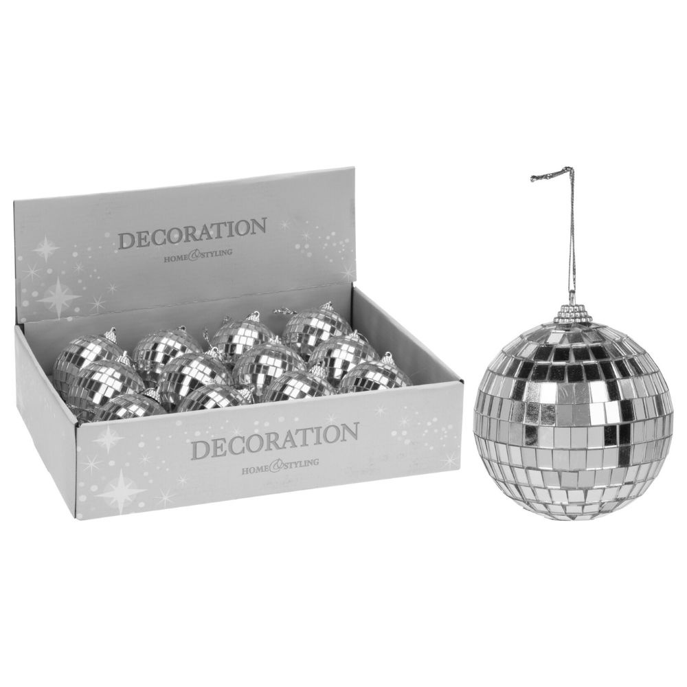Kerstbal | spiegelend | zilver | 12cm