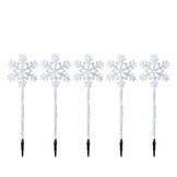 LED tuinsteker sneeuwvlok van acryl set van 5 | geschikt voor buiten | transparent/koel wit