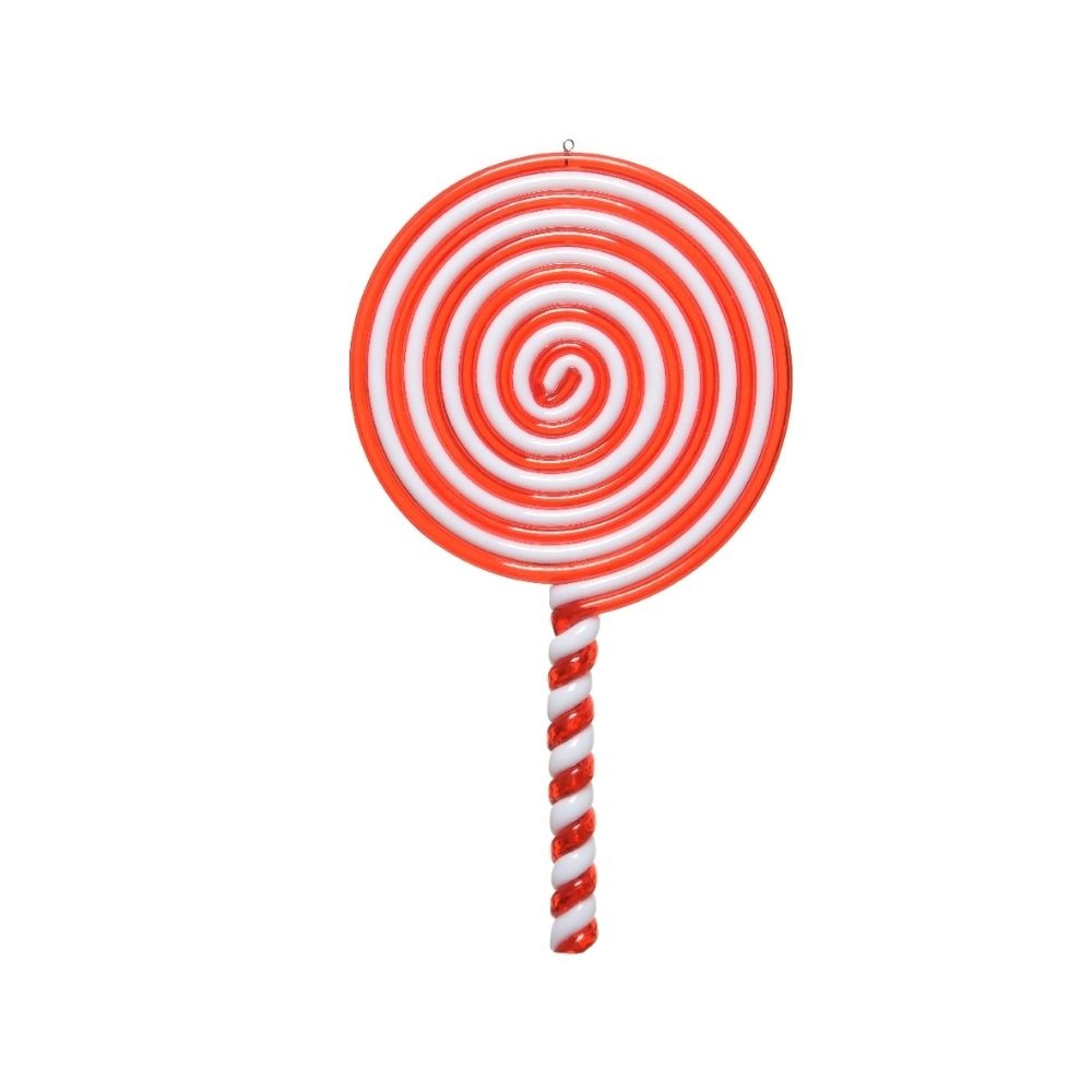 Kerst lolly | plastic | rood/wit | 20cm