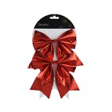 Kerststrik | polyester | rood/glanzend | set van 2 | 17cm