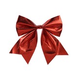 Kerststrik | polyester | rood/glanzend | set van 2 | 17cm