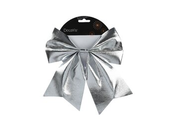 Kerststrik | polyester | zilver/glanzend | 24cm