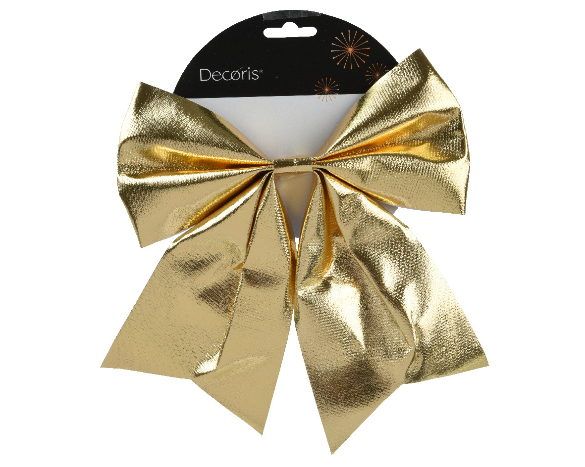 Kerststrik | polyester | goud/glanzend | 24cm