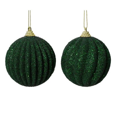 Kerstbal | foam | op draad | 2 stuks | dennengroen