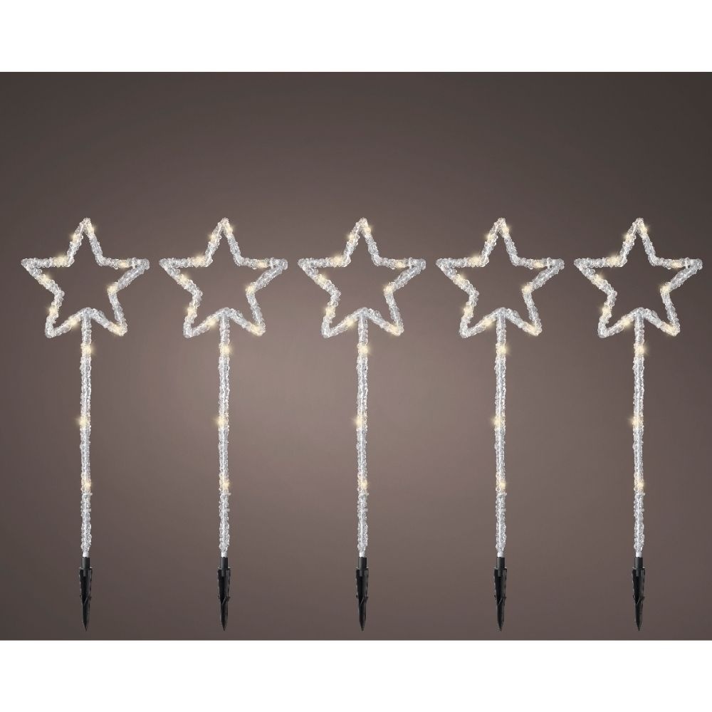 LED tuinsteker van acryl | geschikt voor buiten | transparant/warm wit