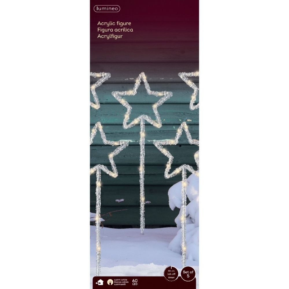 LED tuinsteker van acryl | geschikt voor buiten | transparant/warm wit