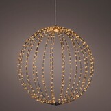 Metalen bal met LED lampjes | geschikt voor buiten | zwart/ klassiek warm | 58cm