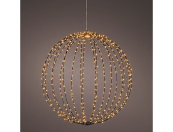 Metalen bal met LED lampjes | geschikt voor buiten | zwart/ klassiek warm | 58cm