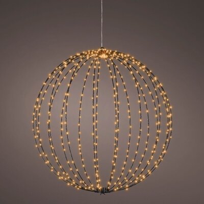 Metalen bal met LED lampjes | geschikt voor buiten | zwart/ klassiek warm | 58cm