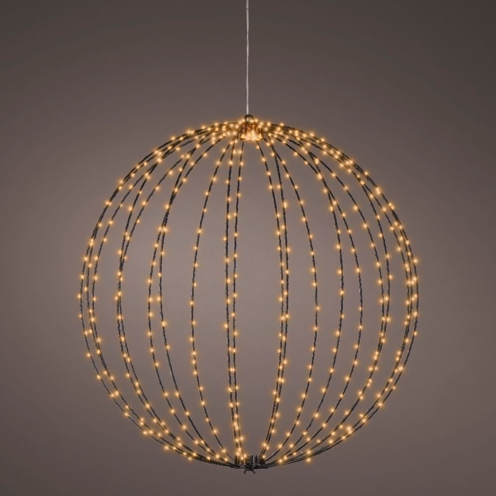 Metalen bal met LED lampjes | geschikt voor buiten | zwart/ klassiek warm | 58cm