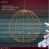Metalen bal met LED lampjes | geschikt voor buiten | zwart/ klassiek warm | 58cm