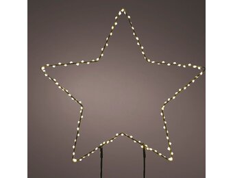 Metalen tuinsteker met LED lampjes | geschikt voor buiten | zwart | warm wit | 38cm