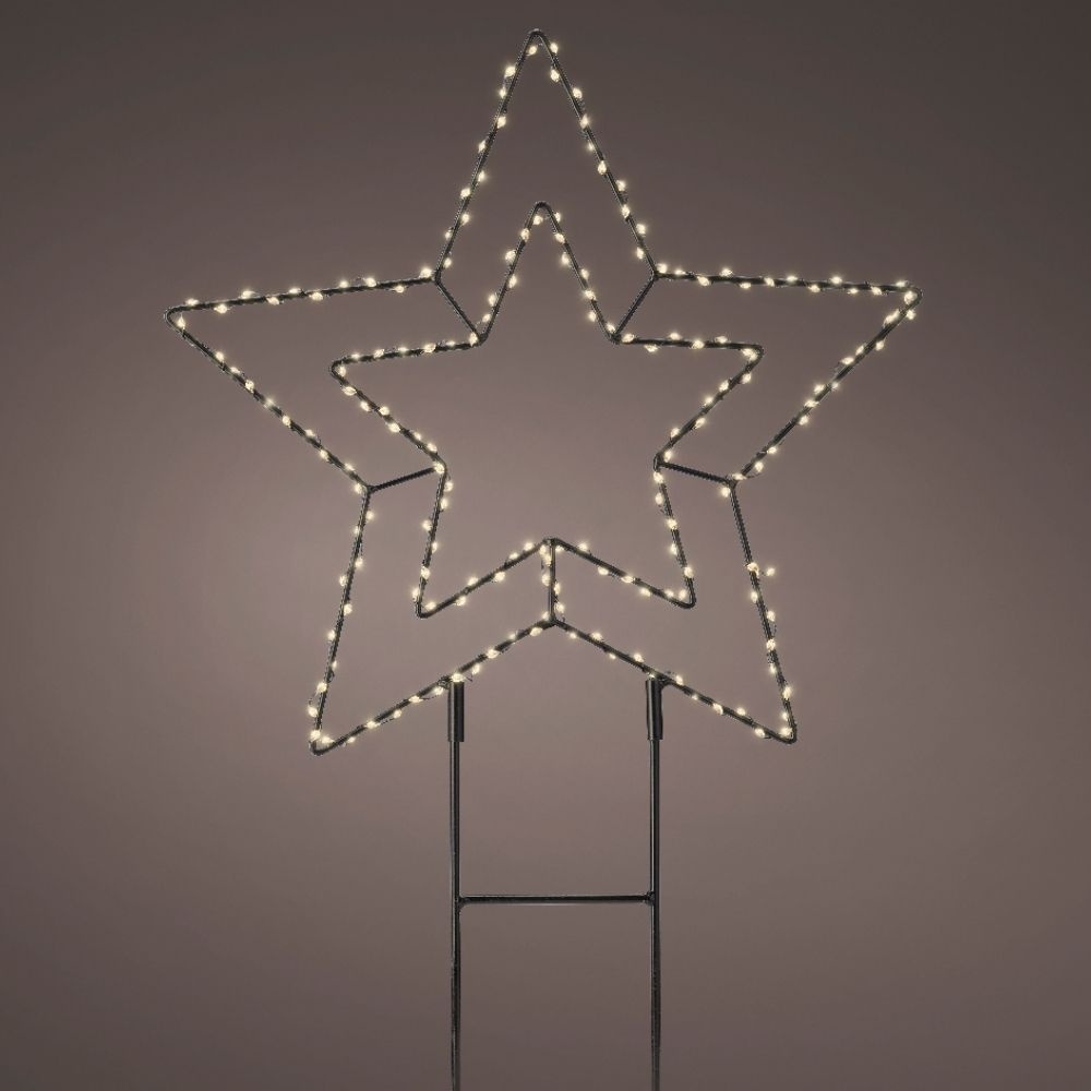 Metalen ster met LED lampjes | geschikt voor buiten | zwart | warm wit | 38cm