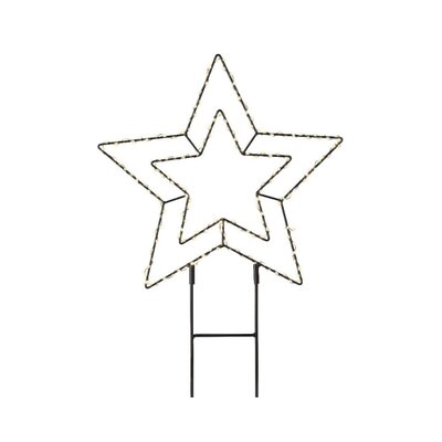 Metalen ster met LED lampjes | geschikt voor buiten | zwart | warm wit | 38cm