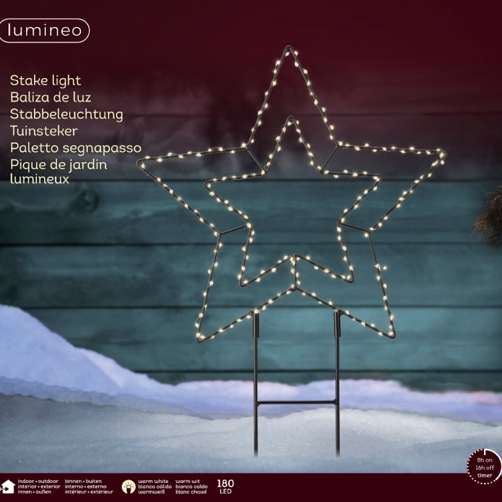 Metalen ster met LED lampjes | geschikt voor buiten | zwart | warm wit | 38cm
