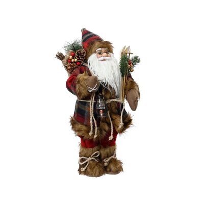 Kerstman met geruite bontjas | polyester | 45cm