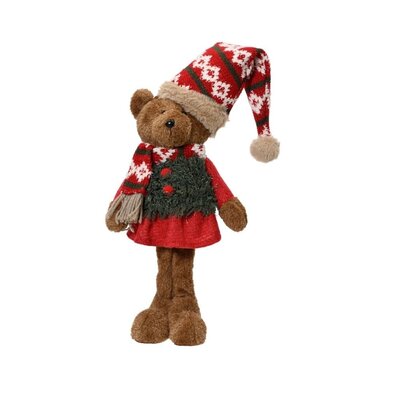 Knuffelbeertje bruin met kerstmuts | 35cm