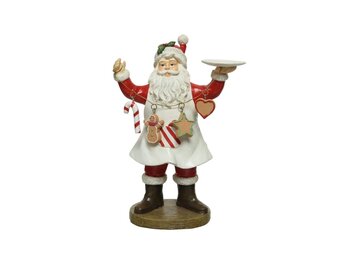 Kerstman met kerstslinger | porselein | rood/wit | 23cm