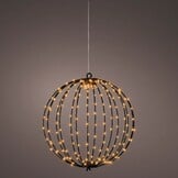 Metalen bal met LED lampjes | geschikt voor buiten | zwart | klassiek warm | 28cm