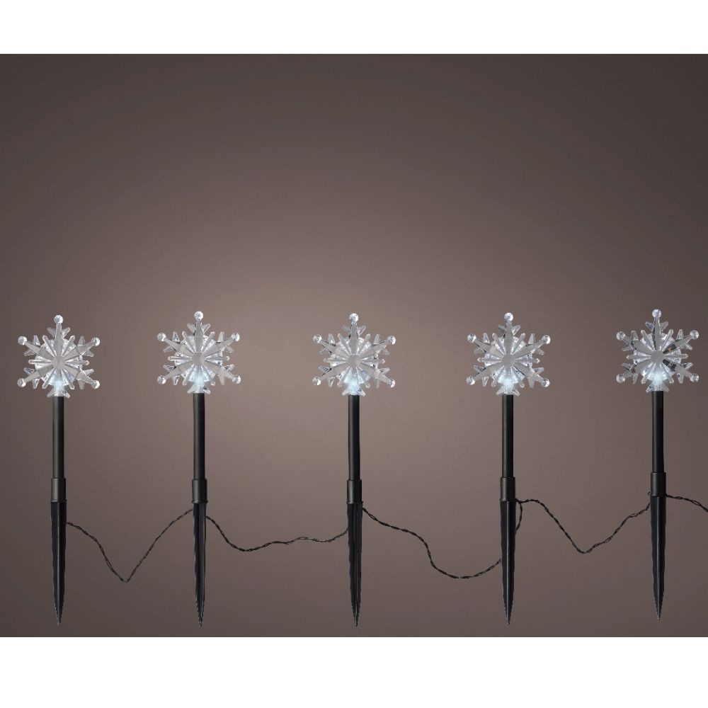 LED tuinsteker set van 5 | geschikt voor buiten | zwart/koel wit