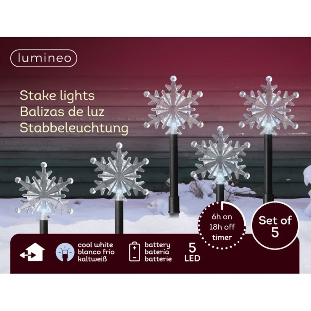 LED tuinsteker set van 5 | geschikt voor buiten | zwart/koel wit