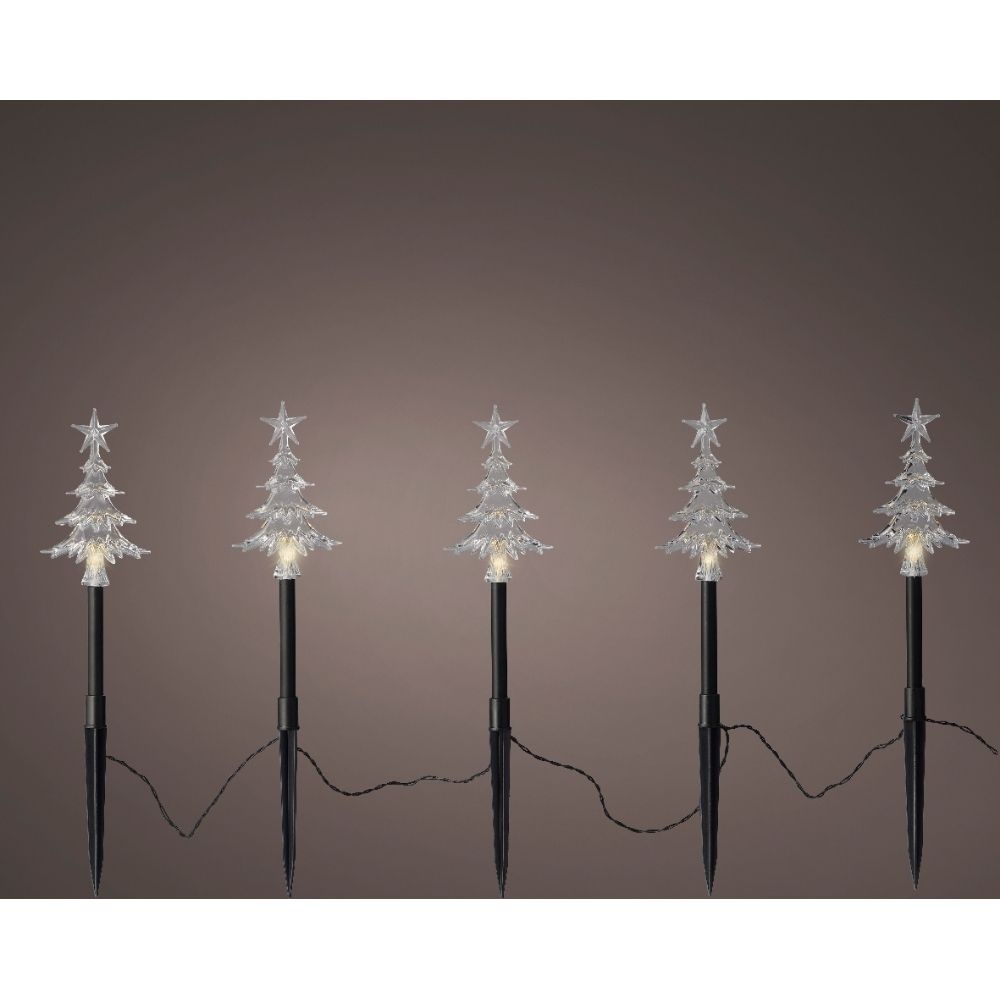 LED tuinsteker set van 5 | geschikt voor buiten | zwart/warm wit