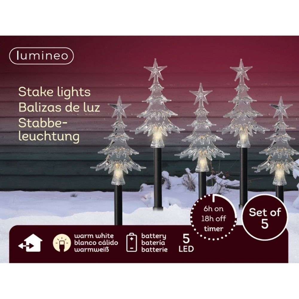 LED tuinsteker set van 5 | geschikt voor buiten | zwart/warm wit