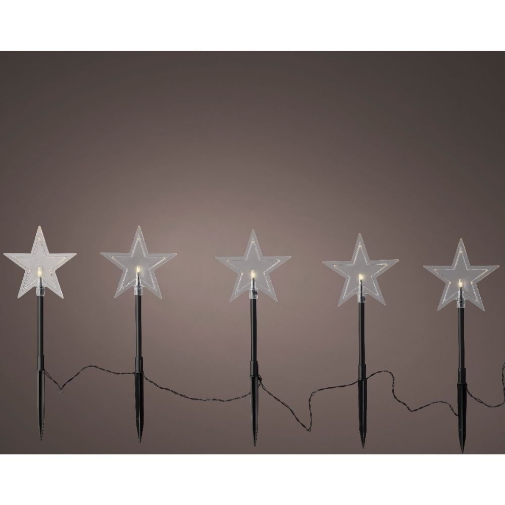 Sterren tuinsteker set van 5 met LED verlichting | 120cm