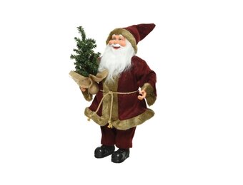 Kerstman pop met boompje | polyester | ossenbloed | 45cm