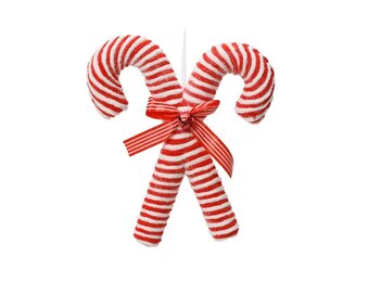 Kersthanger zuurstokken | foam | op draad | rood/wit | 28cm