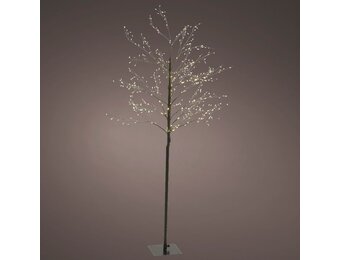 Metalen kerstboom met LED lampjes | geschikt voor buiten | zwart | warm wit | 180cm