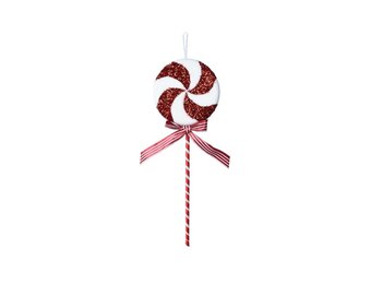 Kerst lolly | foam | op draad | rood/wit | 42cm