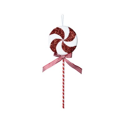 Kerst lolly | foam | op draad | rood/wit | 42cm