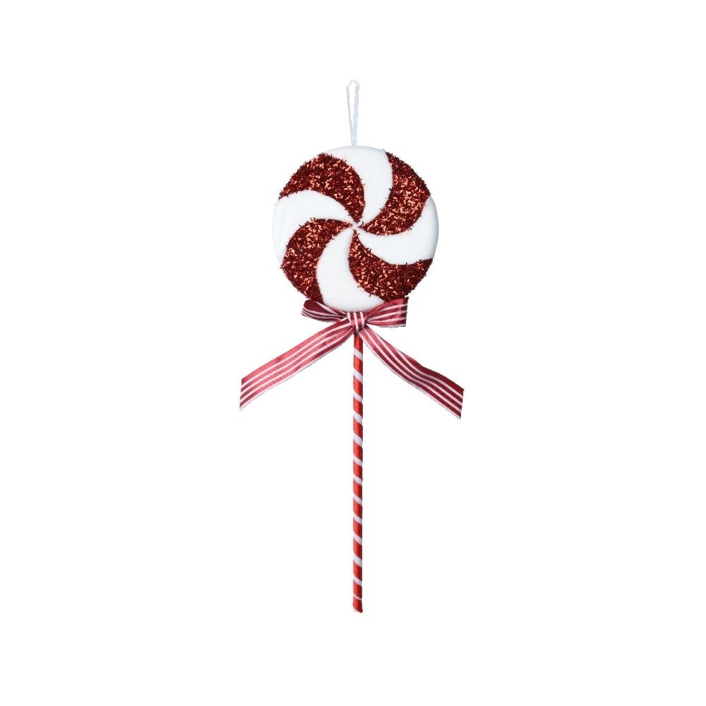 Kerst lolly | foam | op draad | rood/wit | 42cm