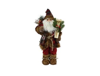 Kerstman met geruite bontjas | polyester | 60cm