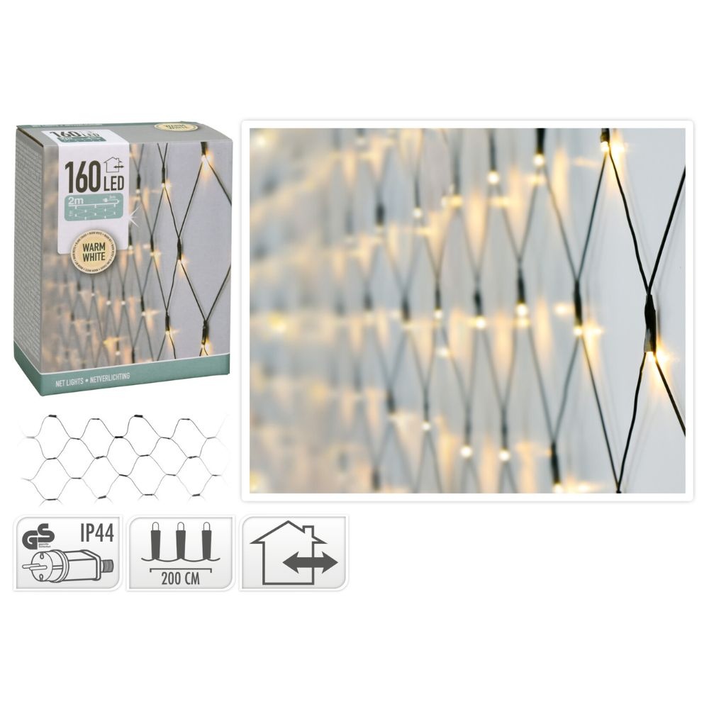 Netverlichting | 160 LED lampjes | warm wit | 200x100cm