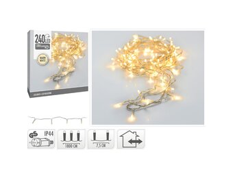 Kerstverlichting transparant snoer | 240 LED lampjes | warm wit | 18 meter