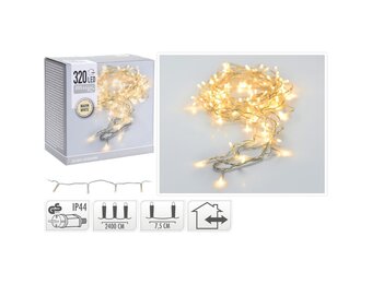 Kerstverlichting transparant snoer | 320 LED lampjes | warm wit | 21 meter