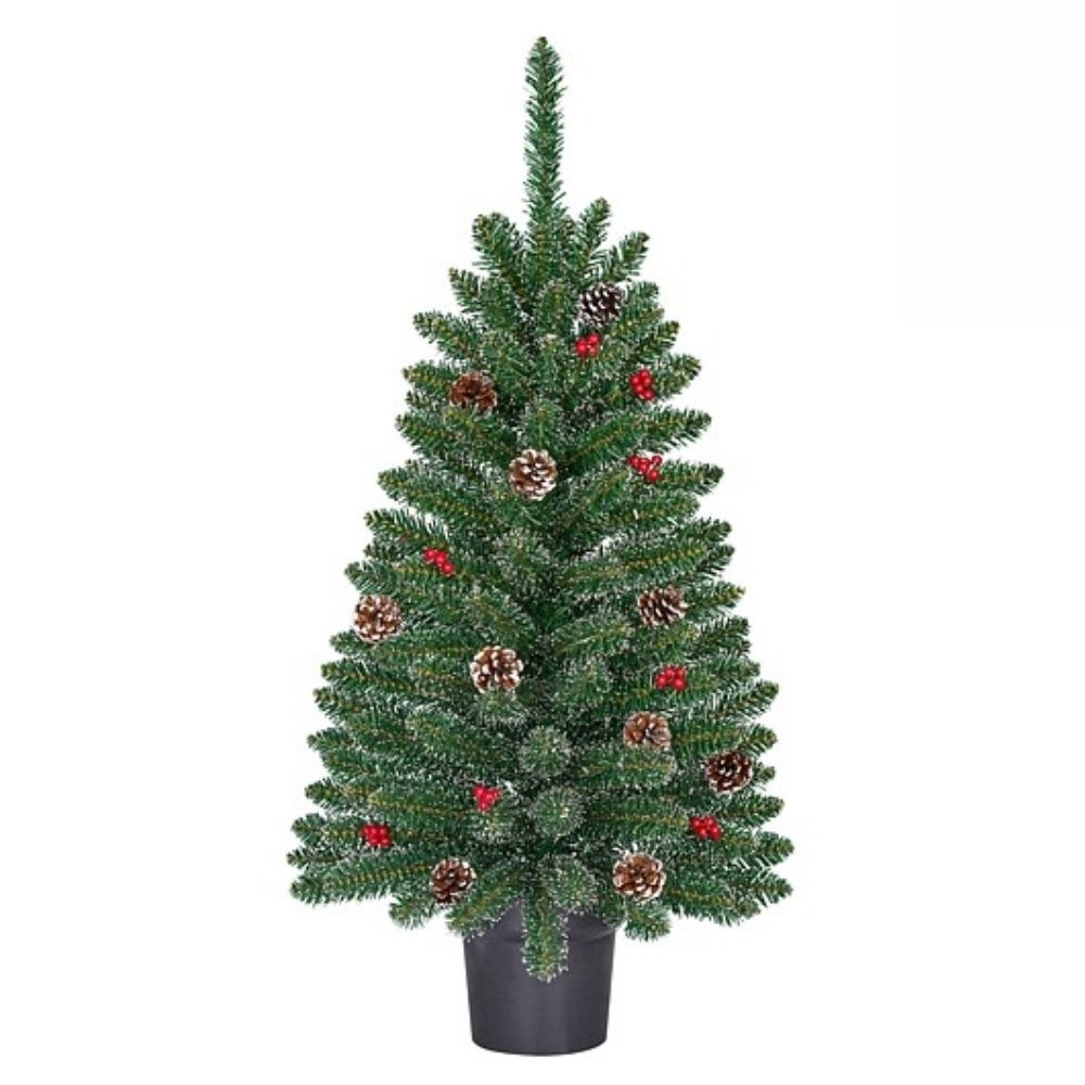 Creston kunstkerstboompje in pot 90xø50cm | groen met bevroren details