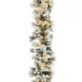 Dinsmore kerstguirlande | groen met bevroren details & LED lampjes | 270cm