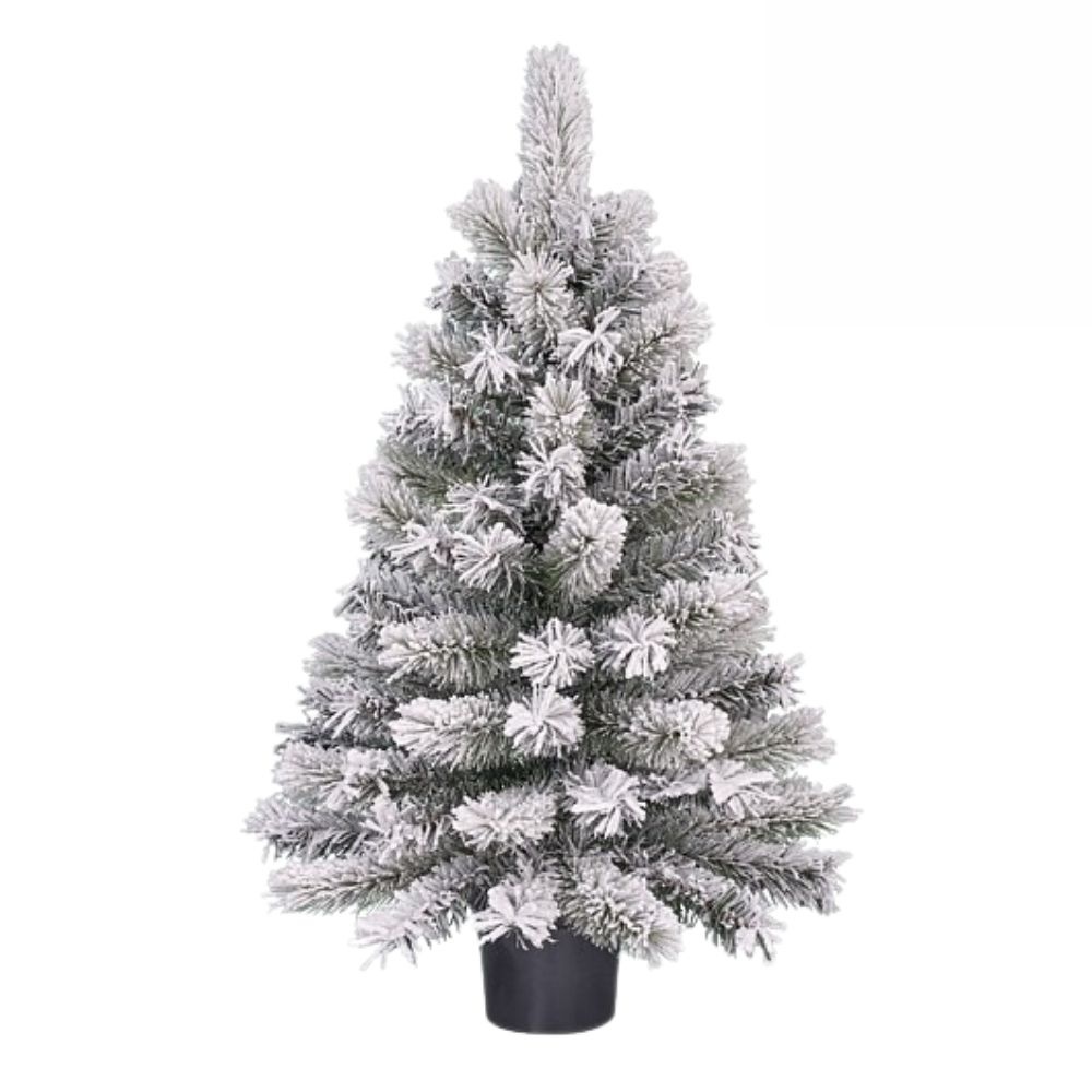 Dinsmore kerstboompje in pot 90xø50cm | groen met bevroren details